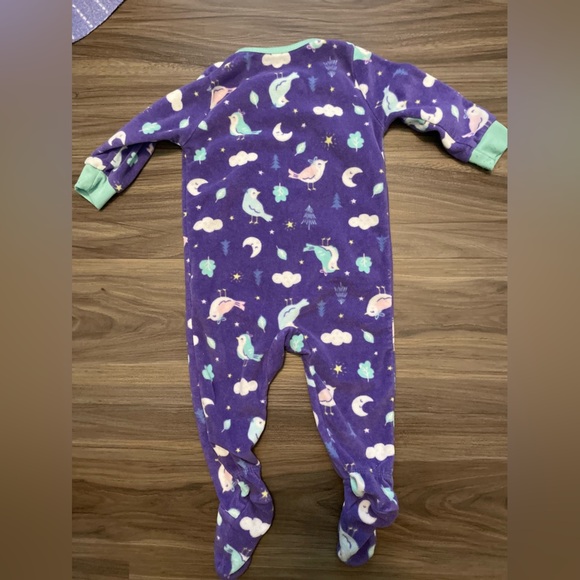Carter's baby girl Purple and Green with birds Footies One Piece size 6 months - Picture 2 of 5